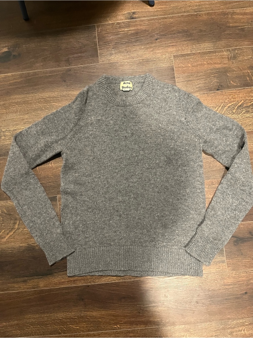 Acne Grey Crew Neck Sweater Shetland Wool Size M